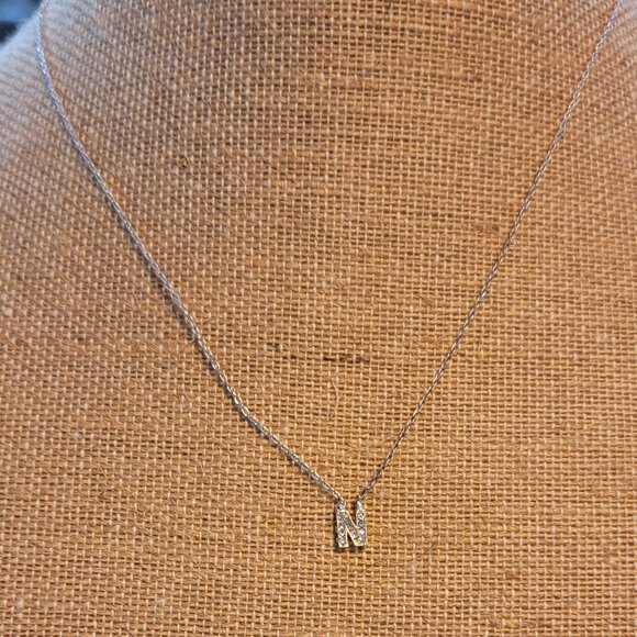 Claire's Initial N Necklace with Rhinestones - Picture 2 of 7